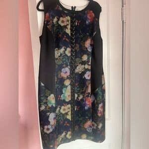 Spense Lace Up Mesh Floral Dress Size 20W